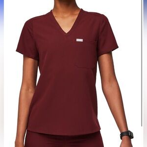 FIGS Burgundy Catarina Scrub Tops for Women